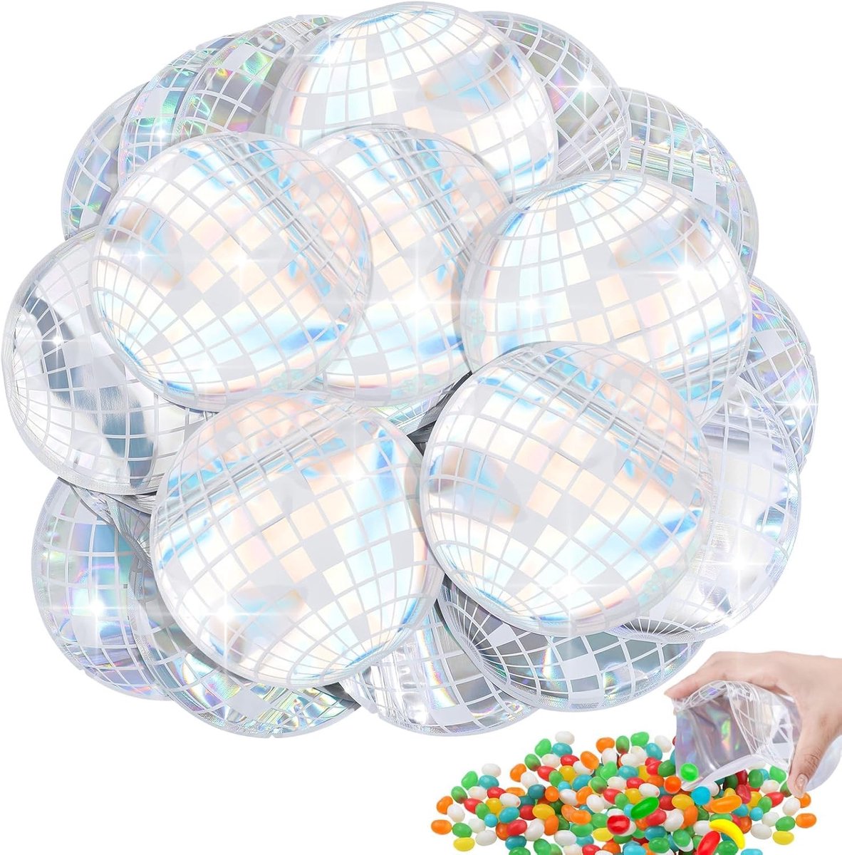Discobal Tasjes - Holografisch - 15 x 15 cm - Herbruikbare Noodkit voor Feestdecoratie - Voor Vrijgezellenfeest en Verjaardag