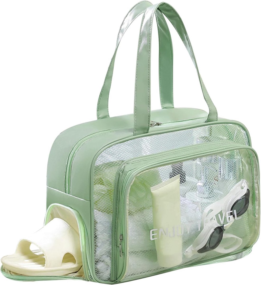 Grote Strandtas XXL - Groen - 44 - Waterdichte Shopper met Ritssluiting - Voor Dames en Gezinnen