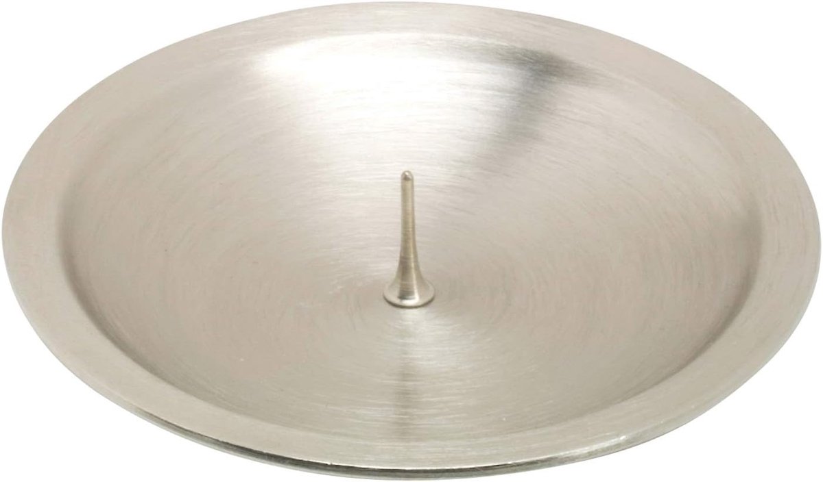 MaMeMi Candle board/Candle Coaster with mandrel [Diameter 8 cm] of nickel-plated brass Candle board silver, matt. - ShopVlot