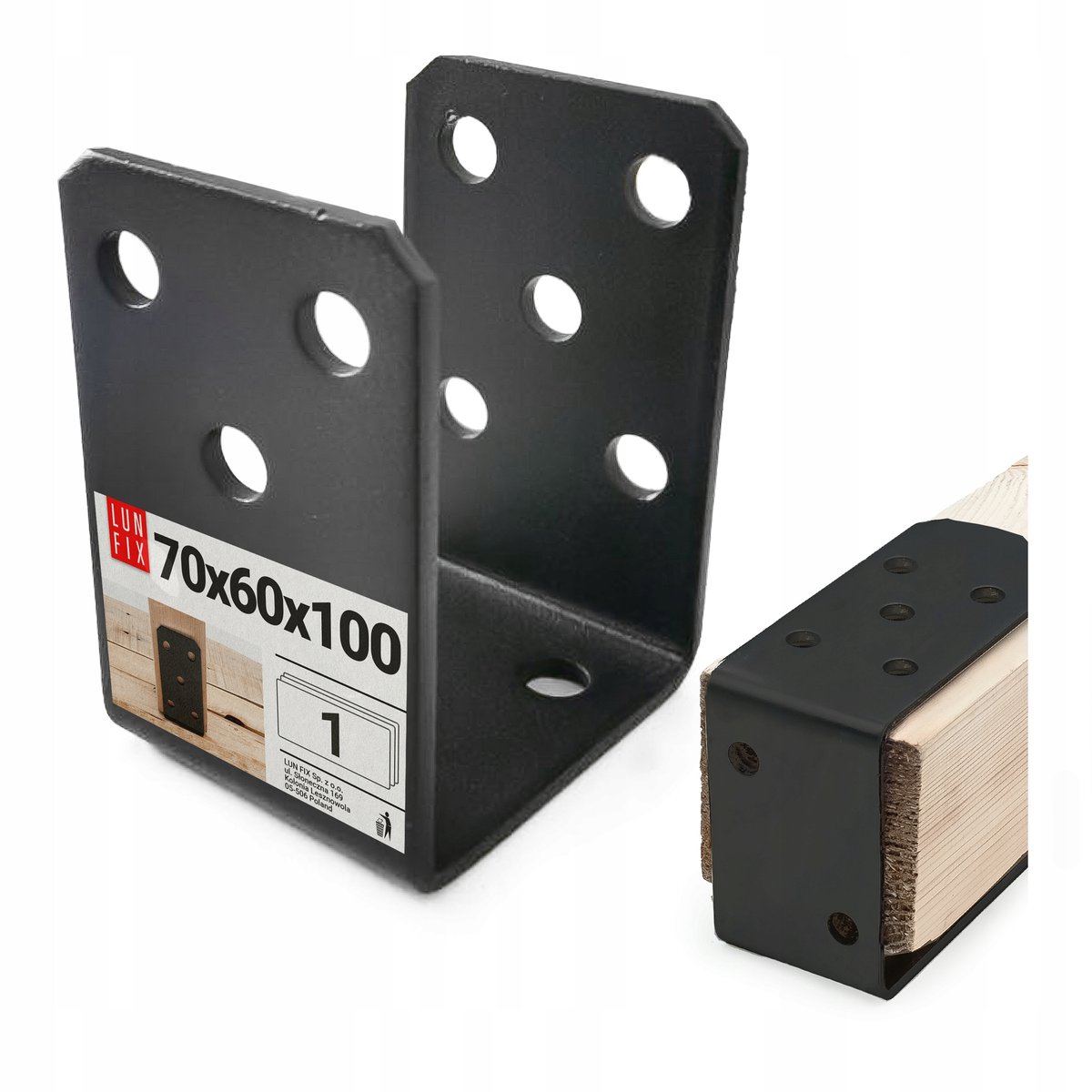 LUN FIX - U-paaldrager - 120x70x100x2,5 mm - zwart verzinkt staal - 1stk