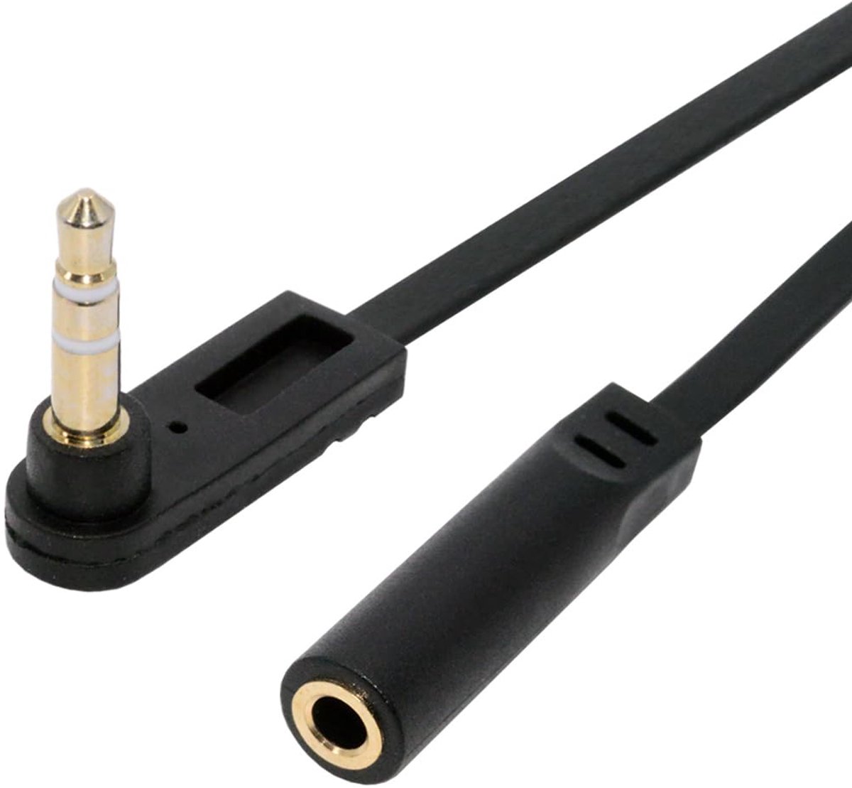 CY Cable Ultra Slim Flat AUX 0.3cm 3-Pin Audio Stereo Male to Female Extension Cable for Speakers with 90 Degree Right - ShopVlot