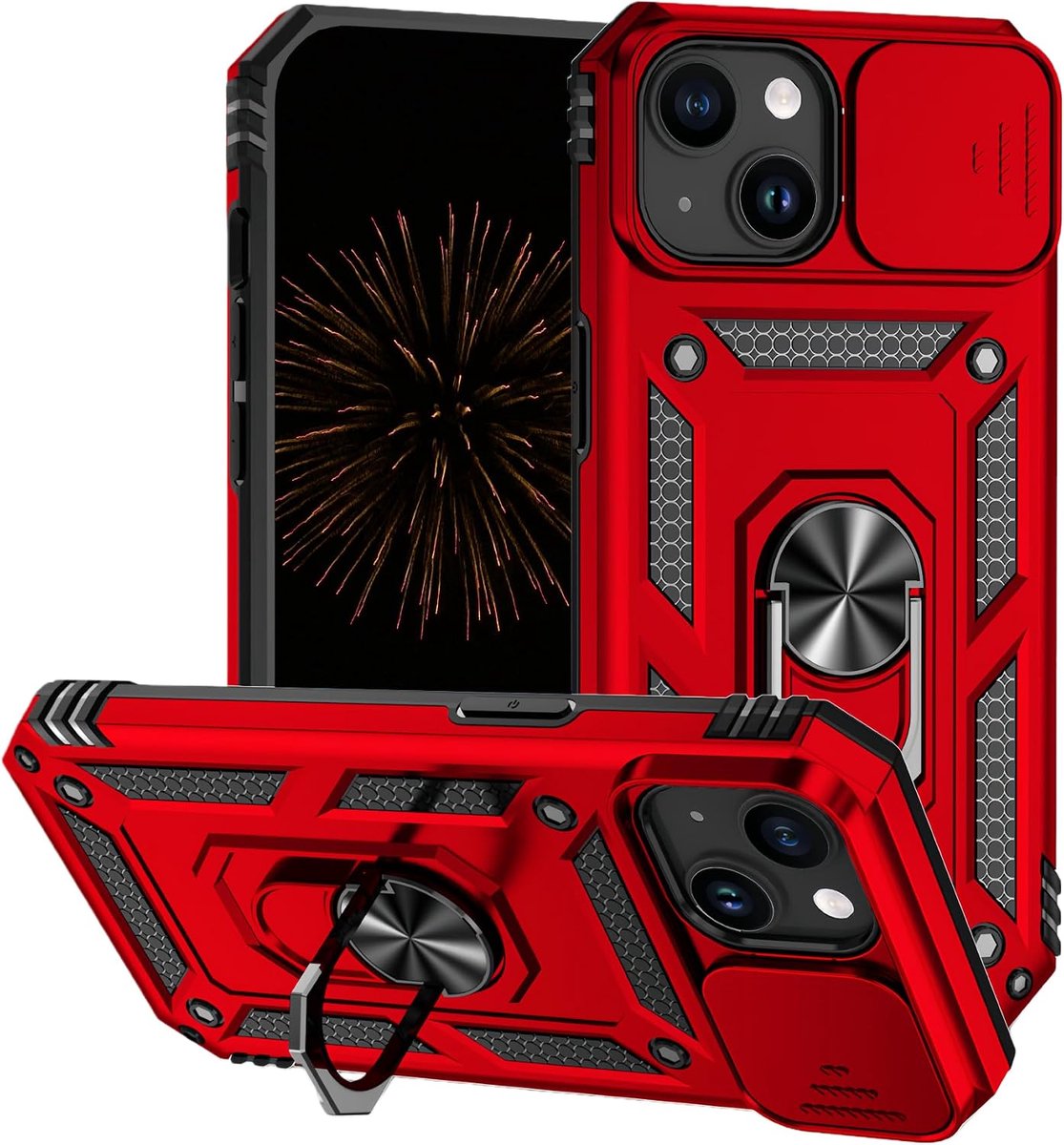 360° Magnetic Kickstand Case Compatible with iPhone 15, Military Protection with Camera Particle Air Cushion - ShopVlot
