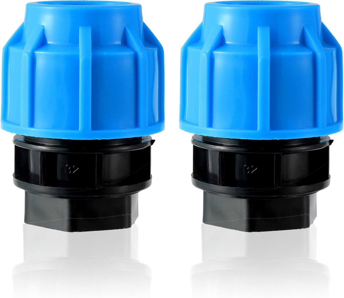 2pcs 32mm x 1inch Female Thread for PE Pipe PN16 with Quick Release Adapter with 32mm Clamp for Pipes PE80 PE100 (Blue) - ShopVlot