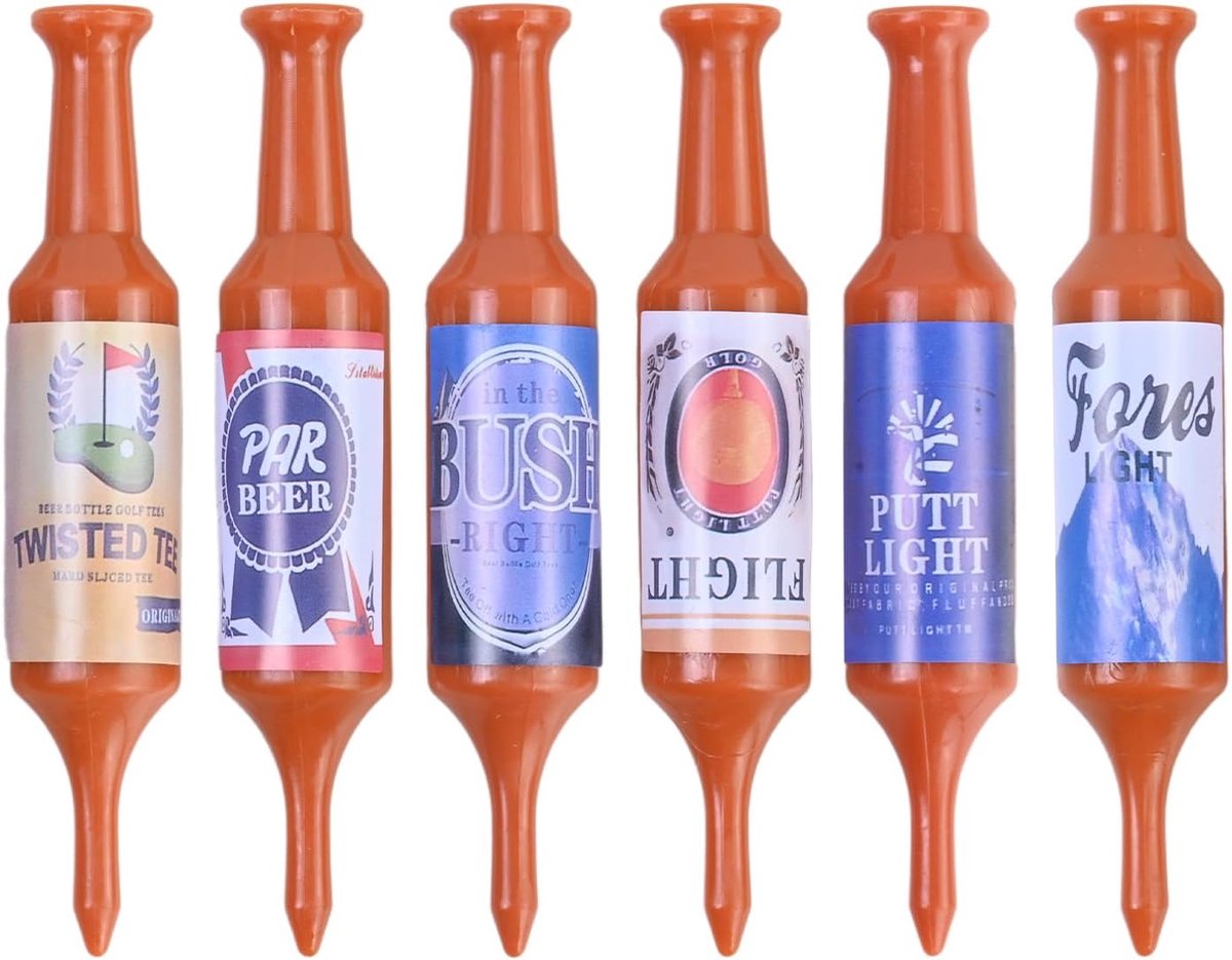 Golfthee voor bierflessen, 6 stuks grappige golfthee, van duurzaam kunststof, golfcadeau, cadeau voor mannen - ShopVlot