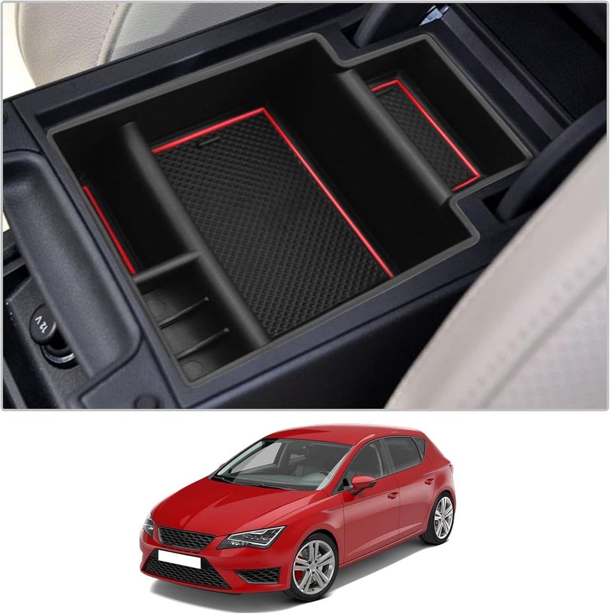 CDEFG Seat Leon 2013-2019 Center Console, Armrest, Storage Box, Multifunctional Storage, Car Center Console - ShopVlot