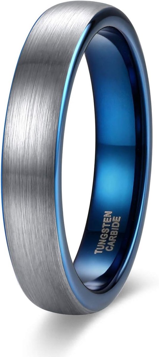 Zakk Engagement Ring for Men and Women Tungsten Wedding Band Wedding Engagement 4mm Black Blue Size 47 to 69 - ShopVlot