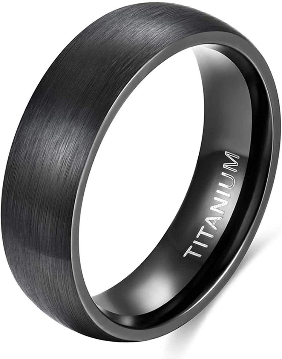 Zakk Ring Women Men Black Silver Titanium Wedding Rings Partner Rings Engagement Rings Brushed Comfort Fit 6mm 8mm - ShopVlot