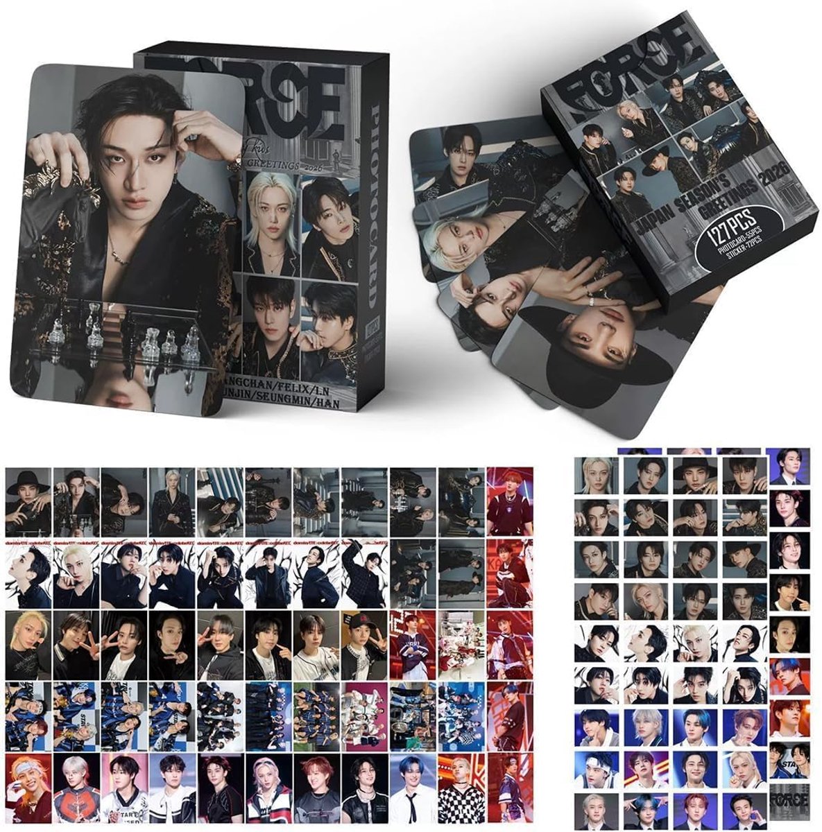 SKZ Stray-Kiids fotokaarten, Kpop Merch geschenken voor STAY, FORCE (55 lomokaarten + 72 stickers, J) - ShopVlot