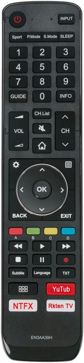 ALLIMITY EN3AA39H Remote Control Replacement for Hisense TV with Youtube Netflix Rakuten TV Buttons H50A6550 H55A6550 - ShopVlot