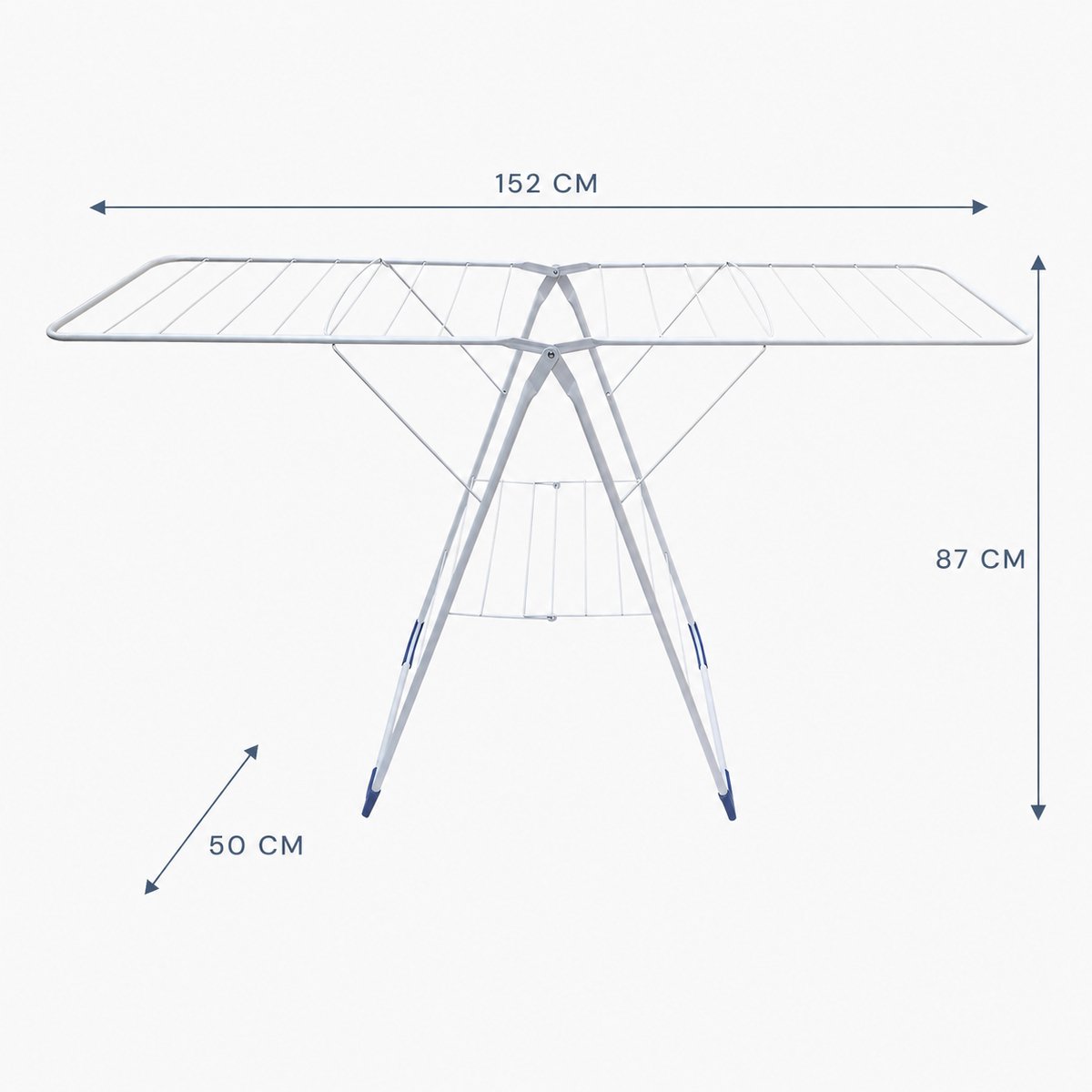 Inklapbaar Droogrek - 10 Meter Drooglengte - 152 x 50 x 87 cm - Wit