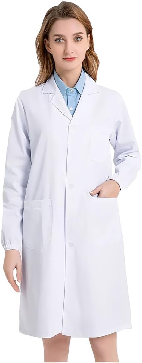 Laboratoriumjas voor mannen en vrouwen - Lange labjas - Praktische zakken - Elastische boorden voor optimaal comfort - ShopVlot