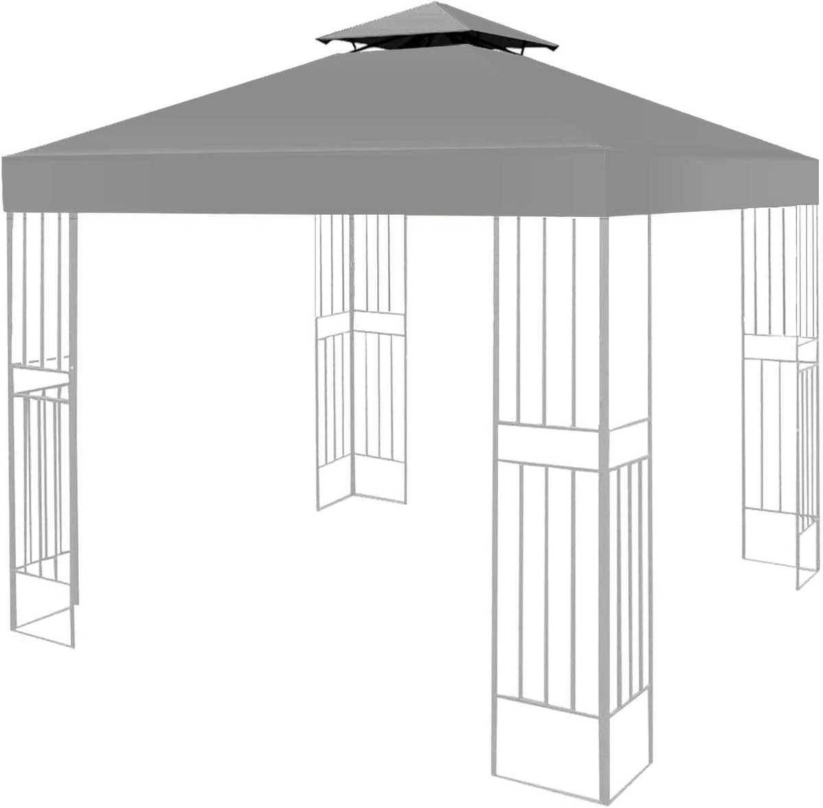 Vervangend Dak voor Paviljoen - Grijs - 3 x 3 m - Waterdicht en Stabiel - Voor Tuinpaviljoen
