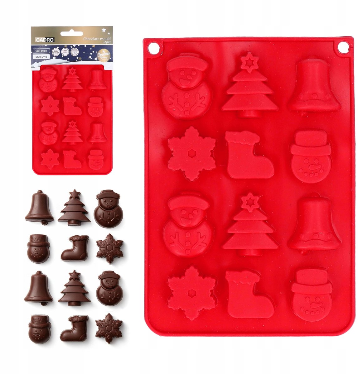 Siliconen Chocoladevorm voor 12 Stuks - Kerst Thema