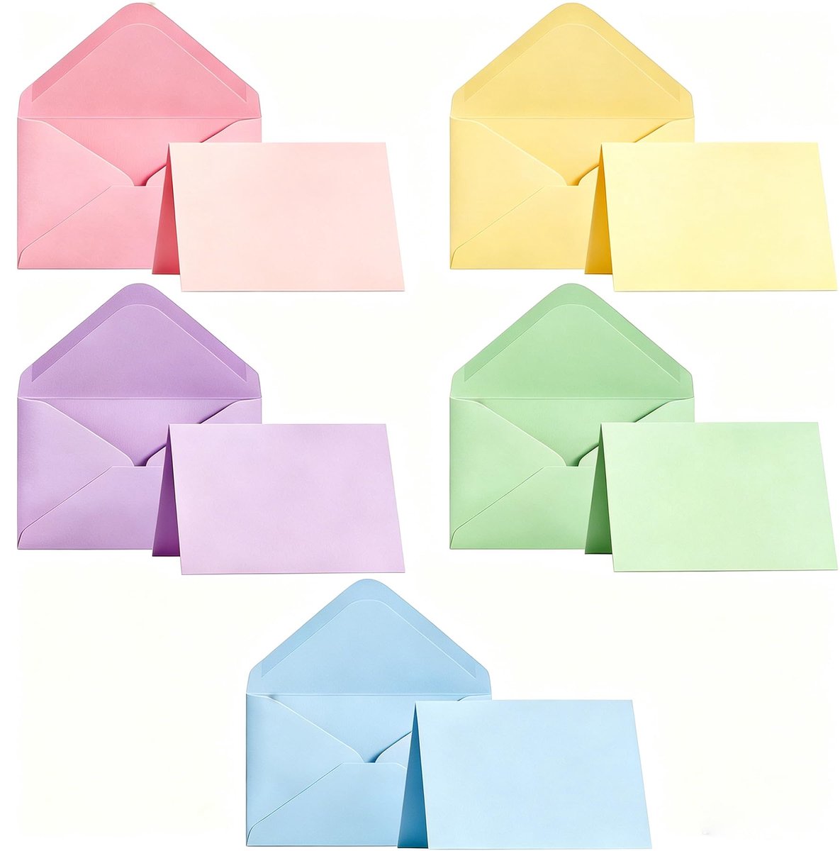 Blanco kaarten A6 60 stuks - 5 pastelkleurige varianten - met enveloppen - ideaal voor zelfgemaakte wenskaarten - ShopVlot