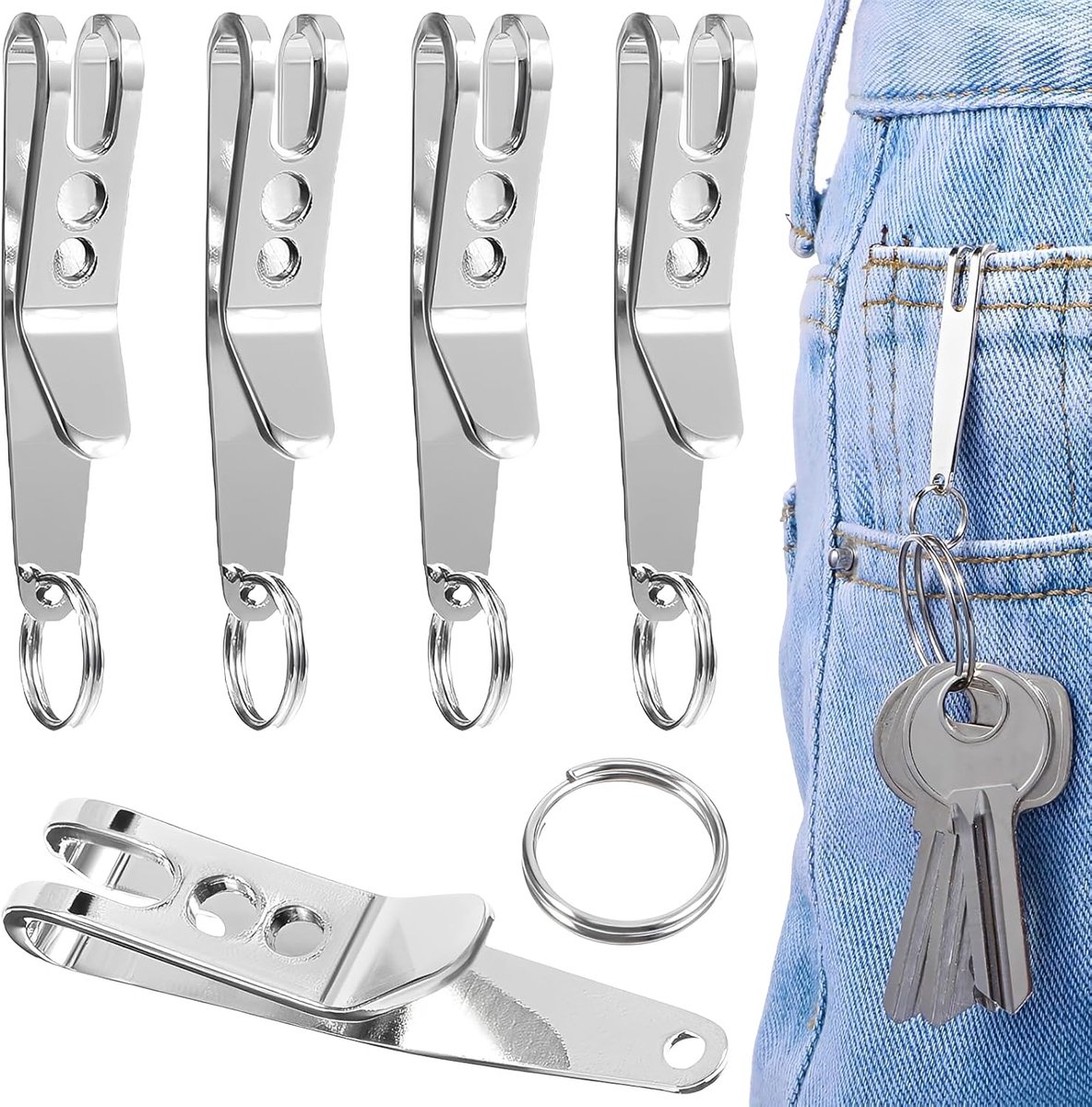 Pocketclip 5pcs - RVS - Compact mini organizer - Ideaal voor sleutels en gereedschap - ShopVlot