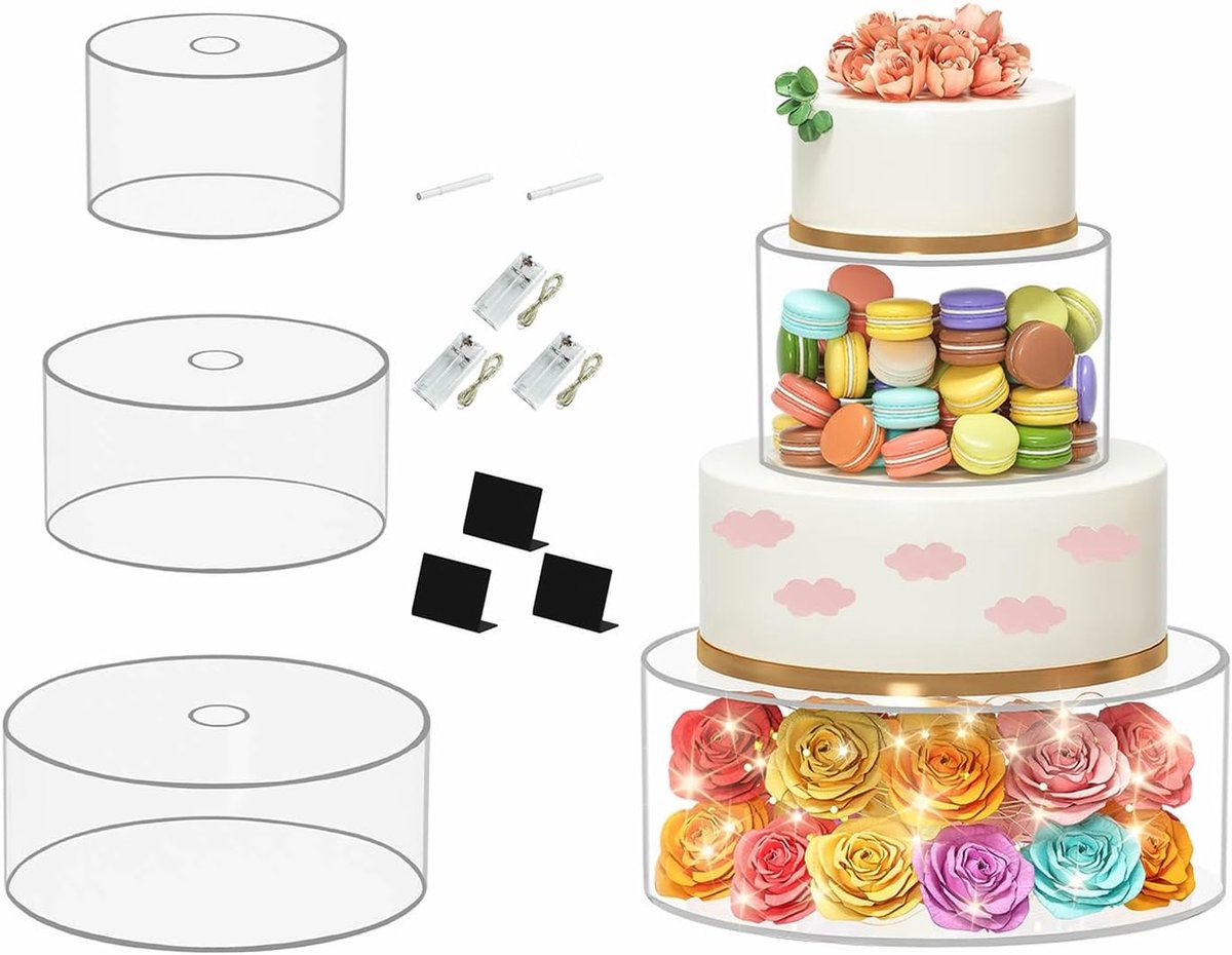 Acryl vulbare taartstandaard - stapelbaar - LED decoratief - perfect voor feestjes - ShopVlot