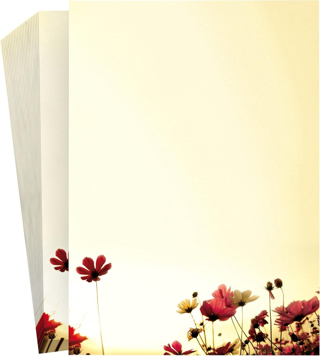 Motiefpapier Zomerse Bloemen - 50 vellen DIN A4 - 100 g/m² - Perfect voor uitnodigingen - ShopVlot