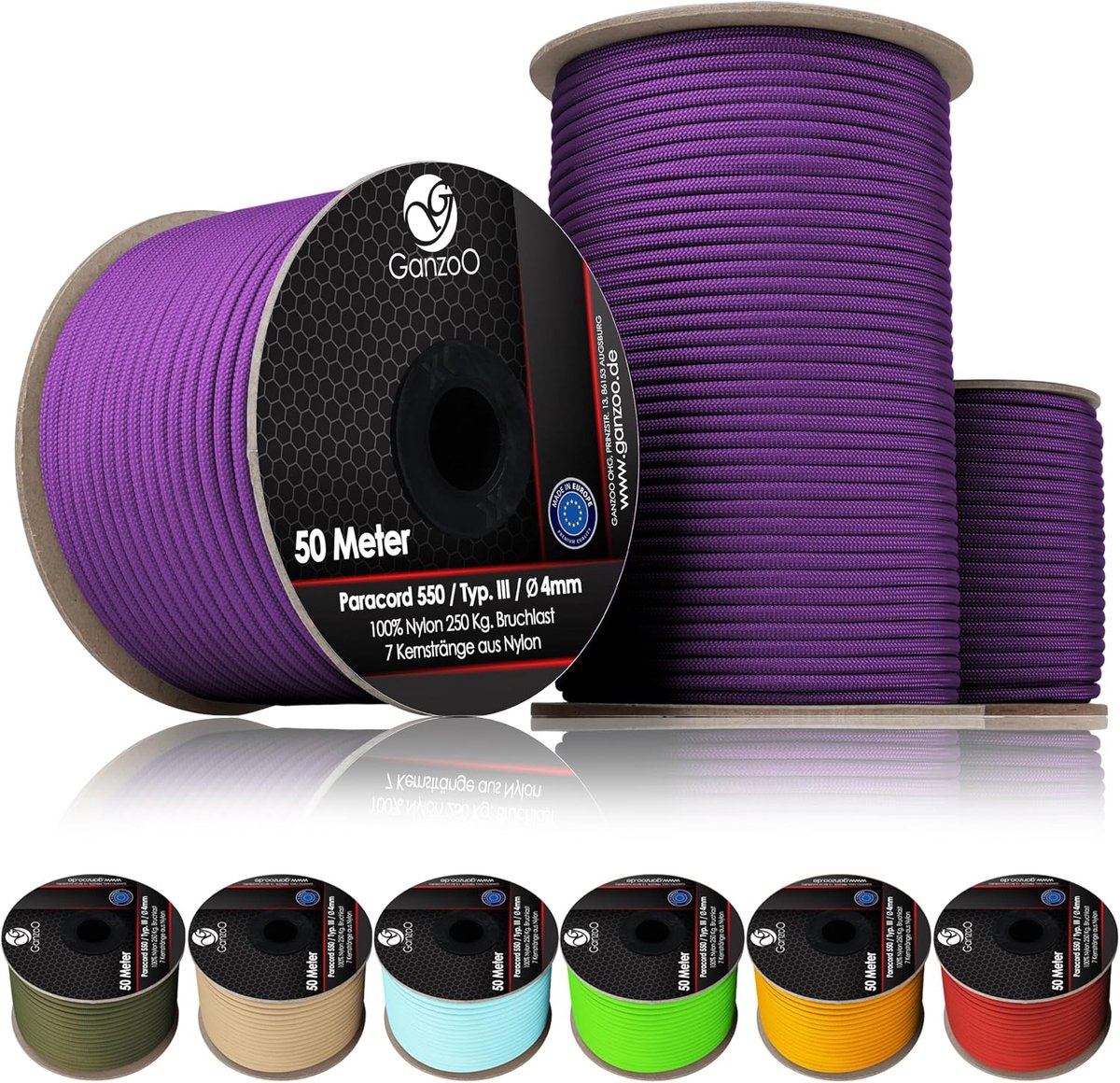 Paracord 550 Touw 30 m - Nylon Paars - Sterke 7-strengs constructie - Ideaal voor knopen en hondenlijnen - ShopVlot