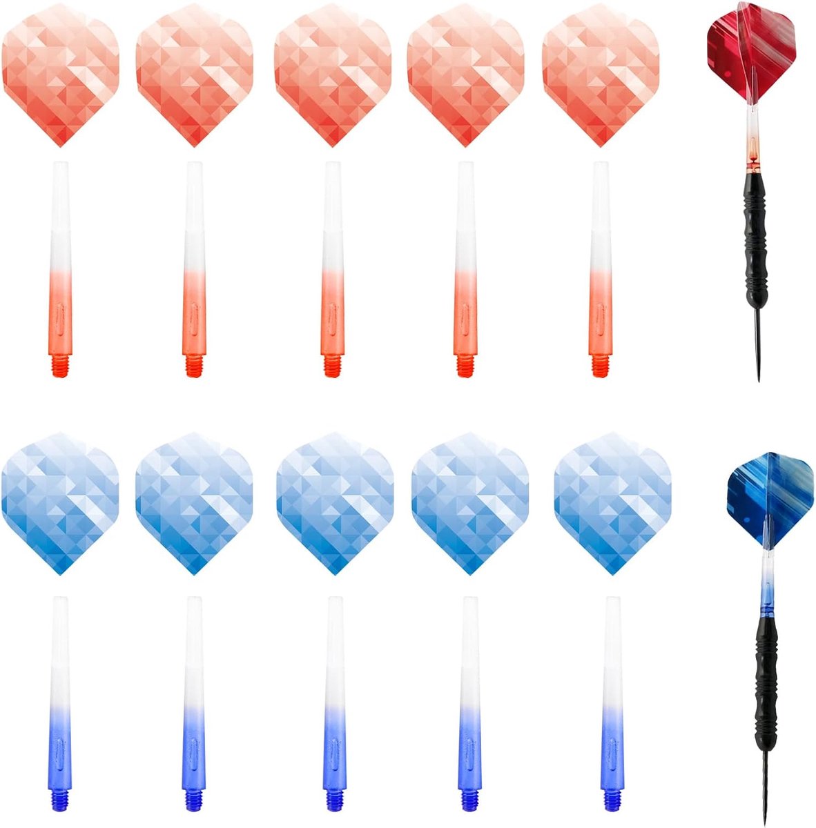 Dart Flights Pack van 12 - Sterke Nylon Vleugels - Rood/Blauw Design - Perfecte Precisie - ShopVlot