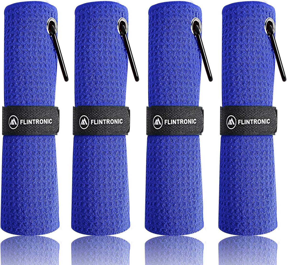 Golfdoeken set van 4 - 40 x 40 cm - Blauw - Grappige golfdoek met clip - Ideaal voor elke golfer - ShopVlot