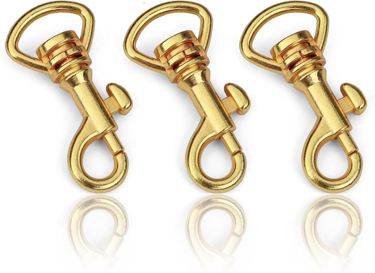 Mini carabiner haken S - roestvrij staal - goudkleurig - ideaal voor sleutelhangers of hondenlijnen - ShopVlot