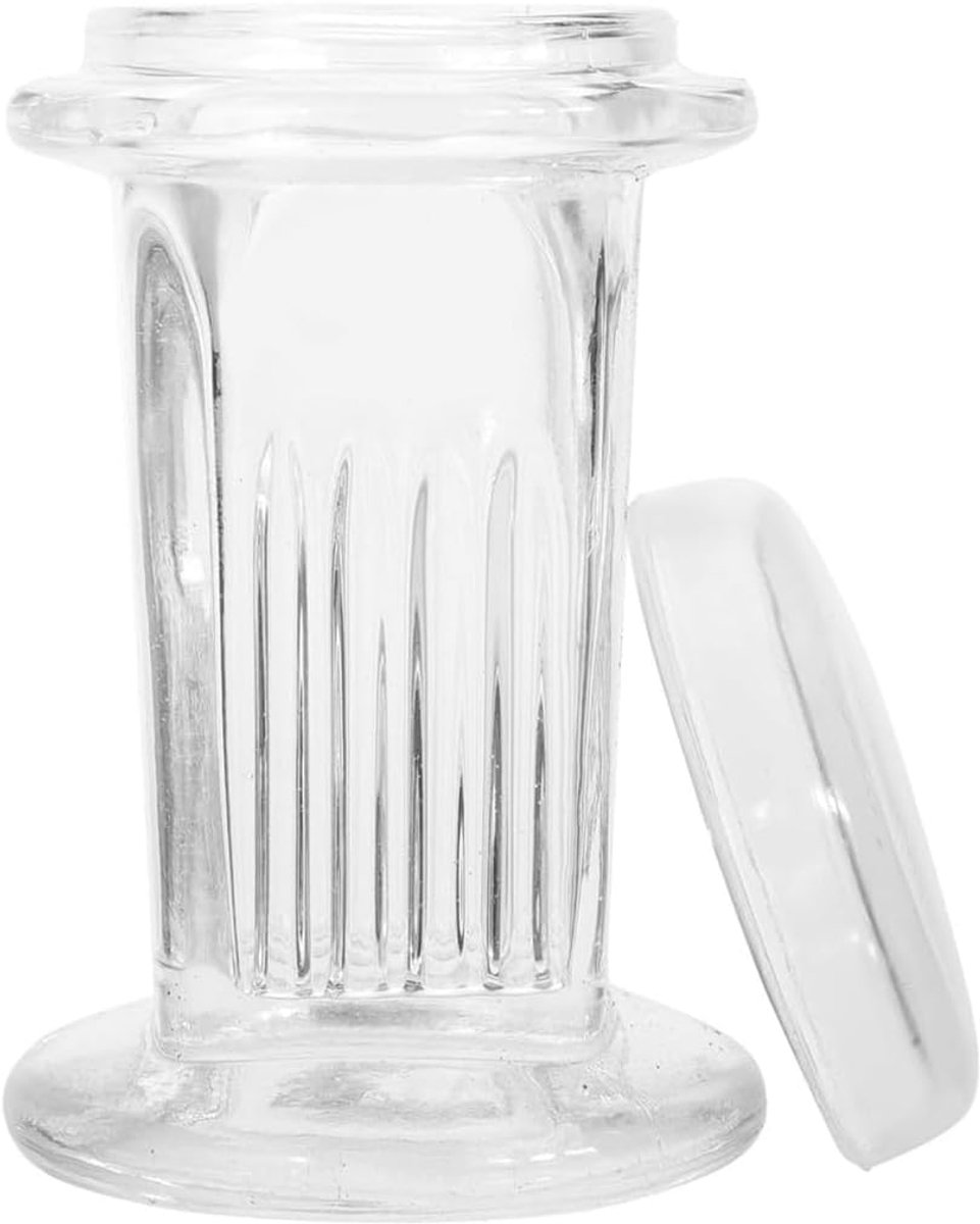 Glazen kleuringstank 5 dia's - ronde deksel - hoge witte kleuringspot - ideaal voor laboratoria - ShopVlot