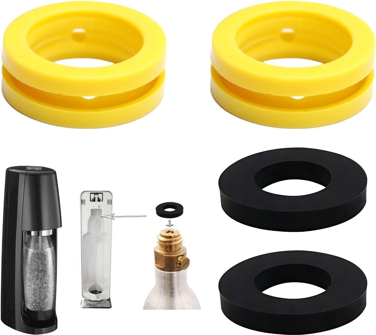SnelShoppen - 2 Paar Vervangende Afdichtringen voor SodaStream, O-Ringen voor CO2-Cilinderadapter, Geschikt voor Crystal, Duo, Gaia, Art, Terra, Voeds