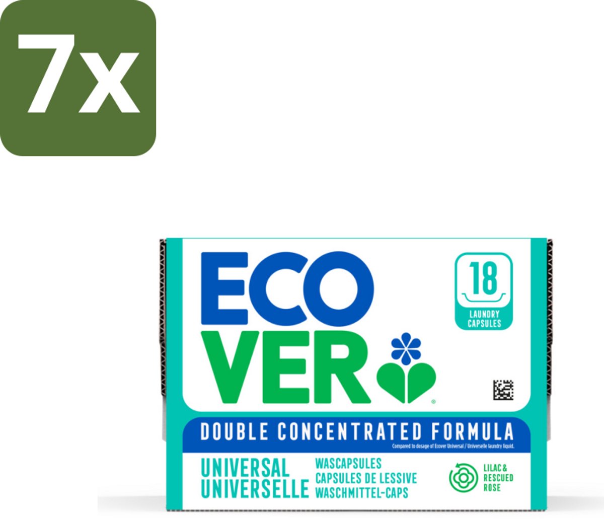 Ecover - Wascapsules - Universal - Lilac & Rescued Rose - 18 Capsules - Bulkverpakking - 7 stuks