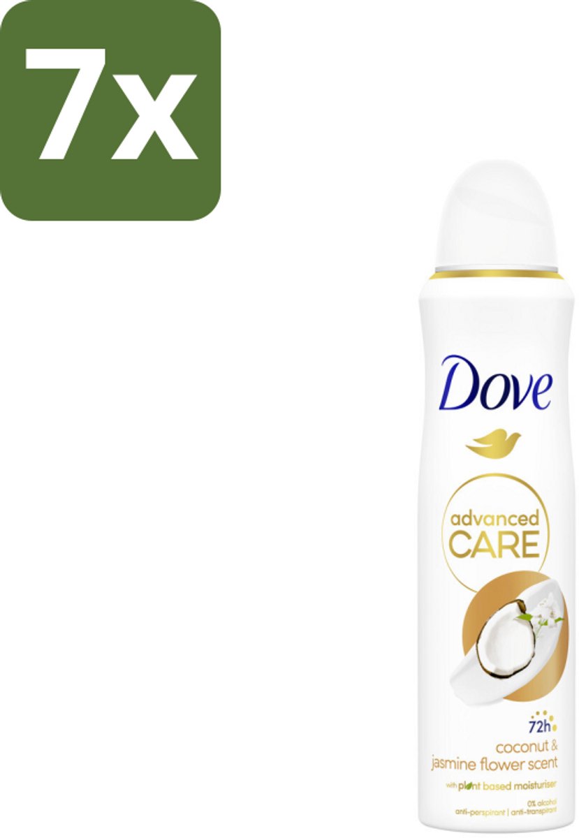 Dove Deodorant Spray - Advanced Care - Kokos & Jasmijnbloem - 150 ml - Bulkverpakking - 7 stuks