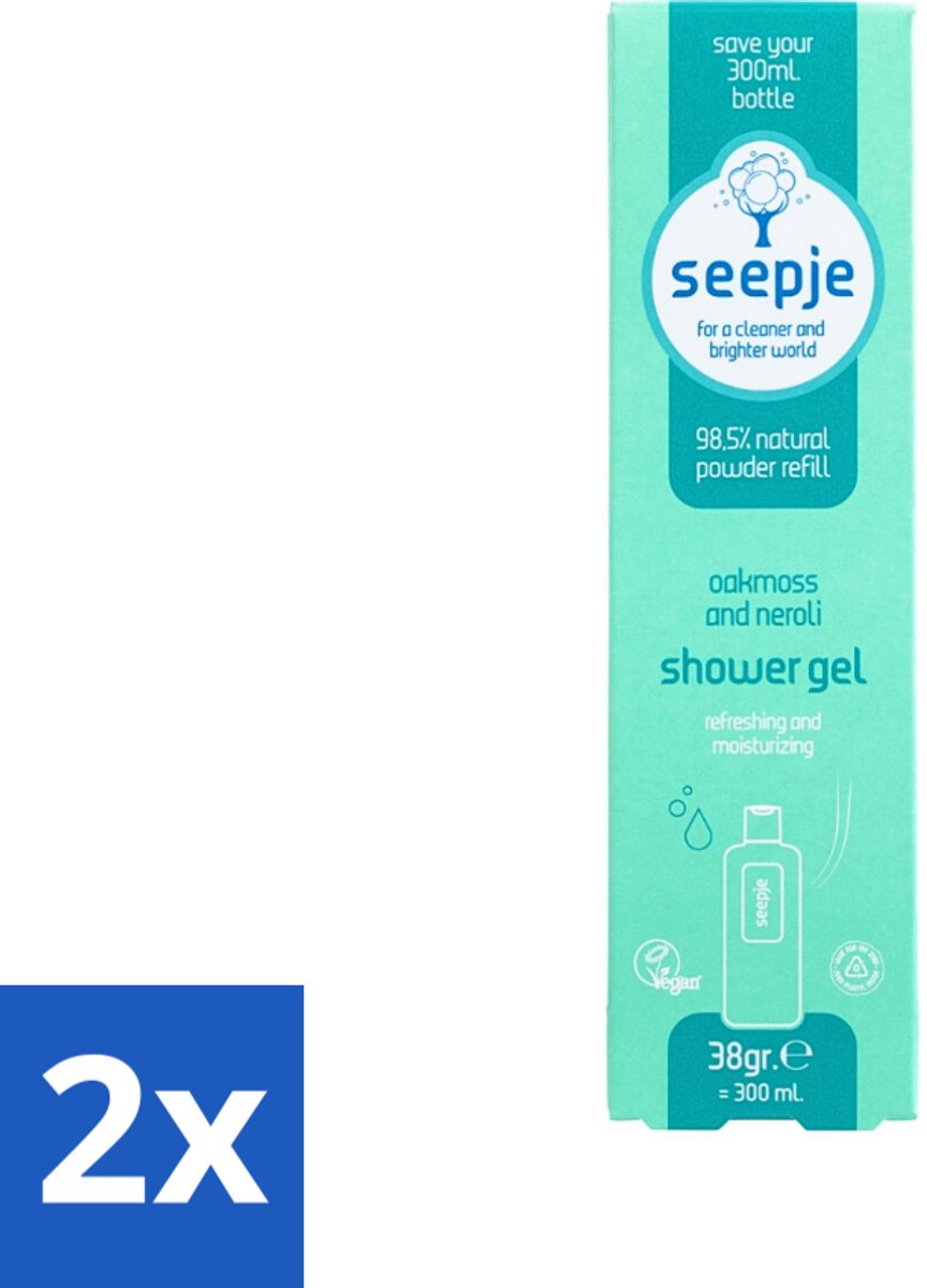 Seepje - Douchegel - Duurzaam & Handig - Eikenmos en Neroli - Navulling - 38 gr - Voordeelverpakking - 2 stuks