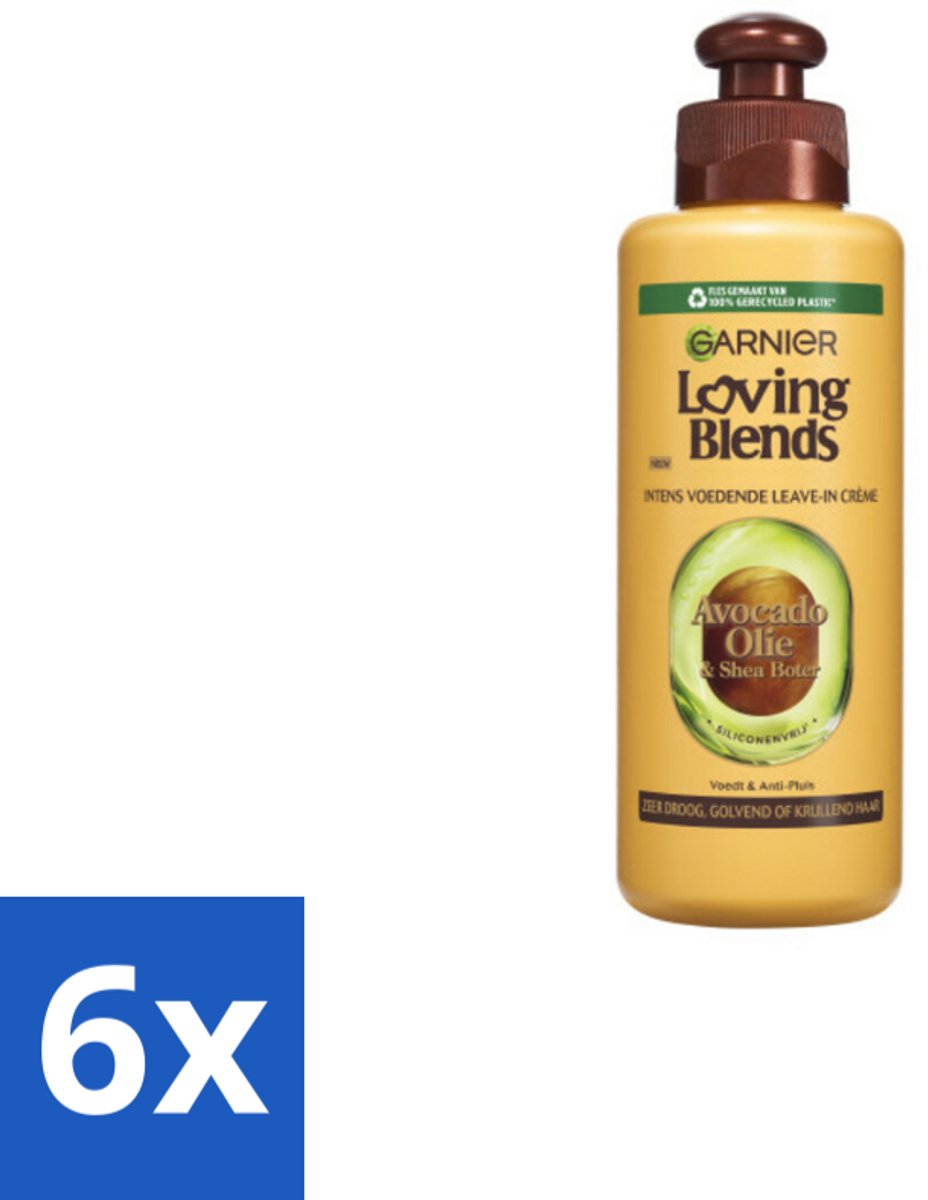 Garnier - Loving Blends - Leave-In Crème - Avocado Olie & Shea Boter - Zeer Droog & Pluizig Haar - 200 ml - Voordeelverpakking - 6 stuks