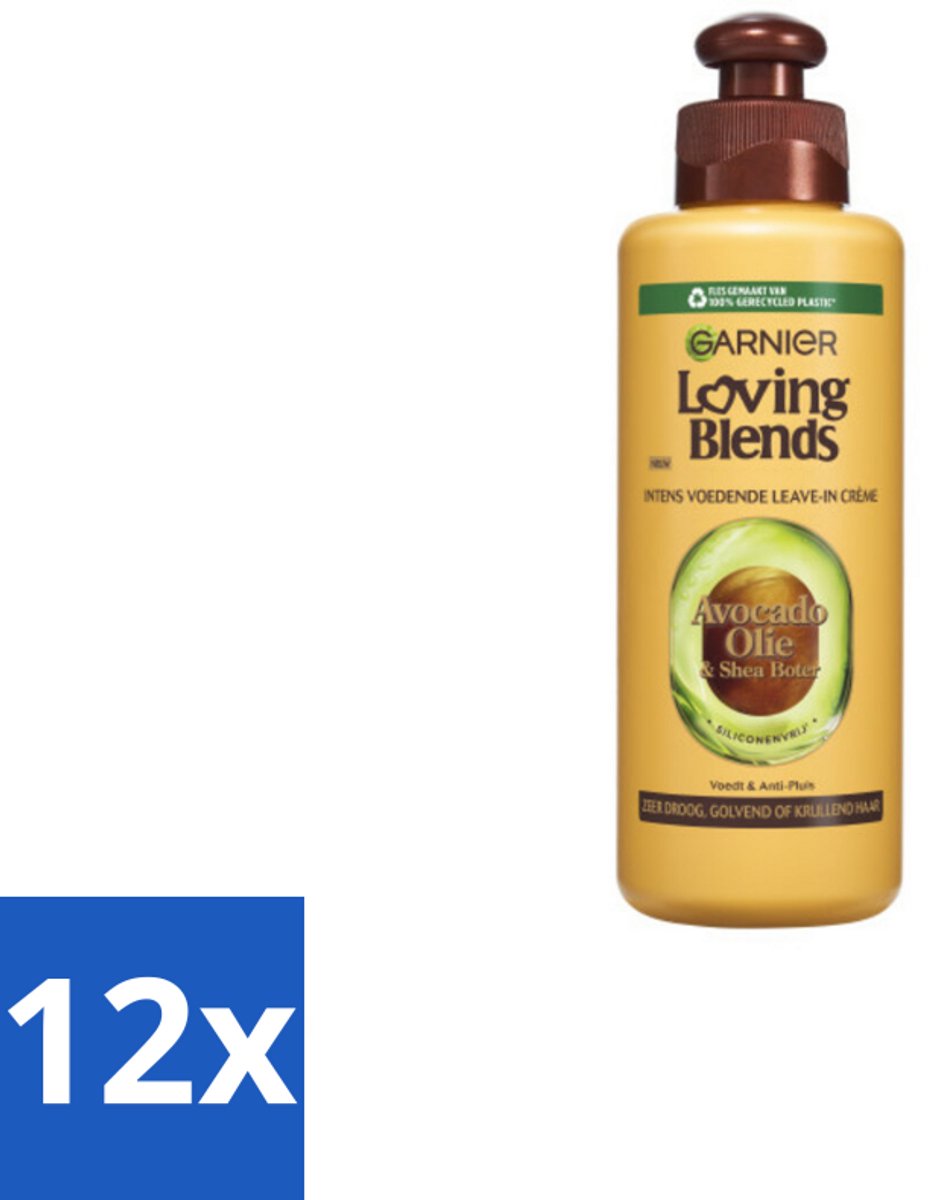 Garnier - Loving Blends - Leave-In Crème - Avocado Olie & Shea Boter - Zeer Droog & Pluizig Haar - 200 ml - Voordeelverpakking - 12 stuks