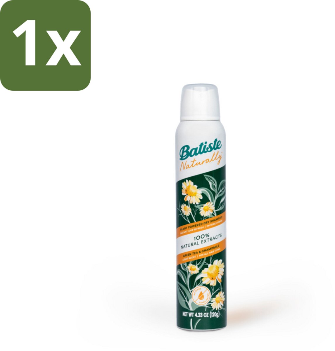 Batiste - Naturally Green Tea & Chamomile - Droogshampoo - 100% Natuurlijke Extracten - Verfrist en Zuivert - 200ml - 1 stuk