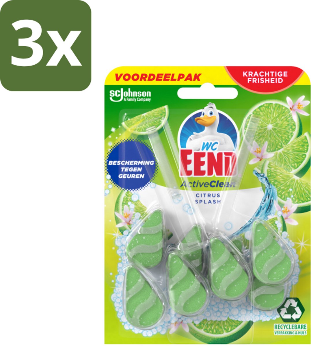 WC Eend - Active Clean Citrus - Toiletblok Duopack - Krachtige Citrusgeur - 2 Toiletblokken - Bulkverpakking - 3 stuks
