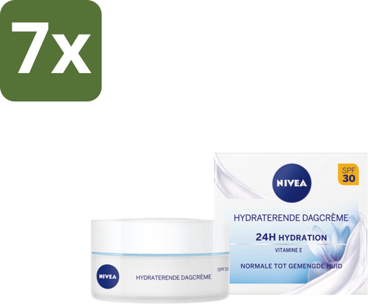 NIVEA - Essentials Dagcrème - Hydraterende Gezichtscrème - Normale tot gemengde huid - SPF 30 - Met Vitamine E & Lotusextract - 50 ml - Bulkverpakking - 7 stuks
