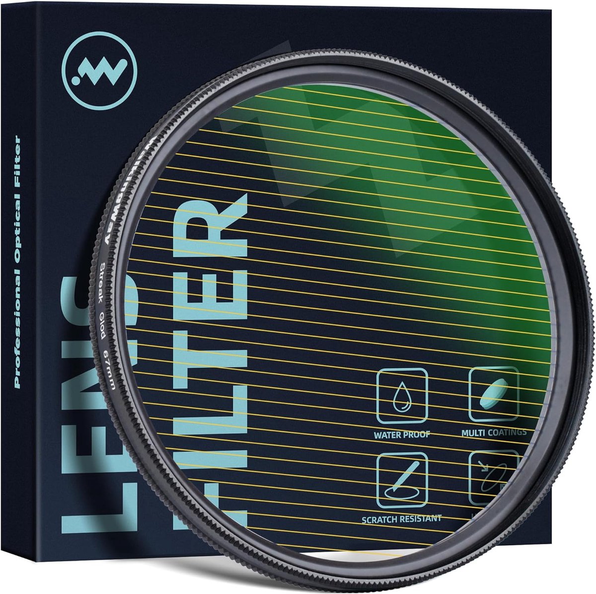 Anamorfisch filter 77mm - goud streak effect - variabel - perfecte flares voor videoproducties - ShopVlot