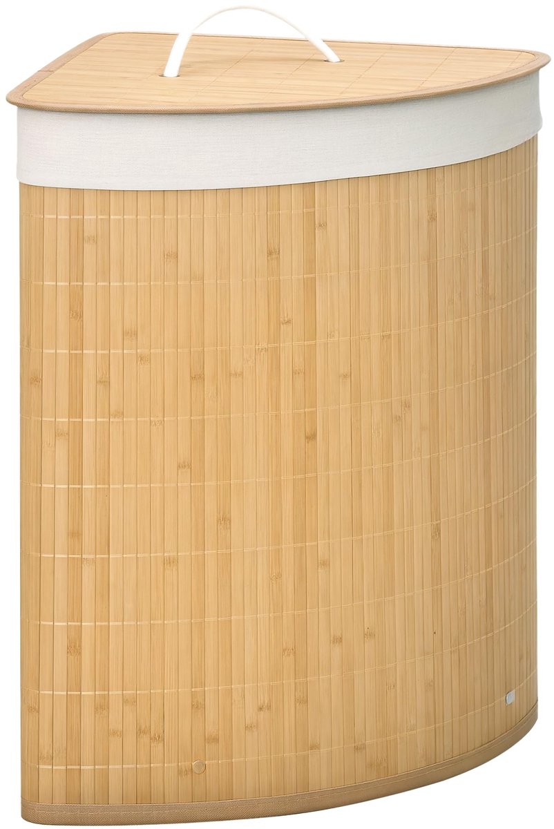 Wasmand 55L - Bamboe - Met deksel en handvatten - Perfect voor elke wasruimte - ShopVlot