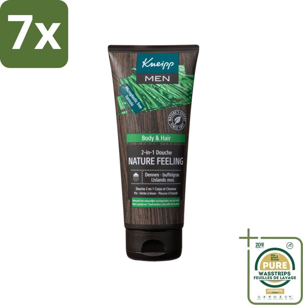 7 x Kneipp - Douchegel - Men - Nature Feeling - 2-in-1 - 200 ml - Grootverpakking - Douchegel Mannen - Natuurlijke Douchegel - 2-in-1 Douchegel - Douchegel Voor Mannen - Douchegel Met Dennenolie