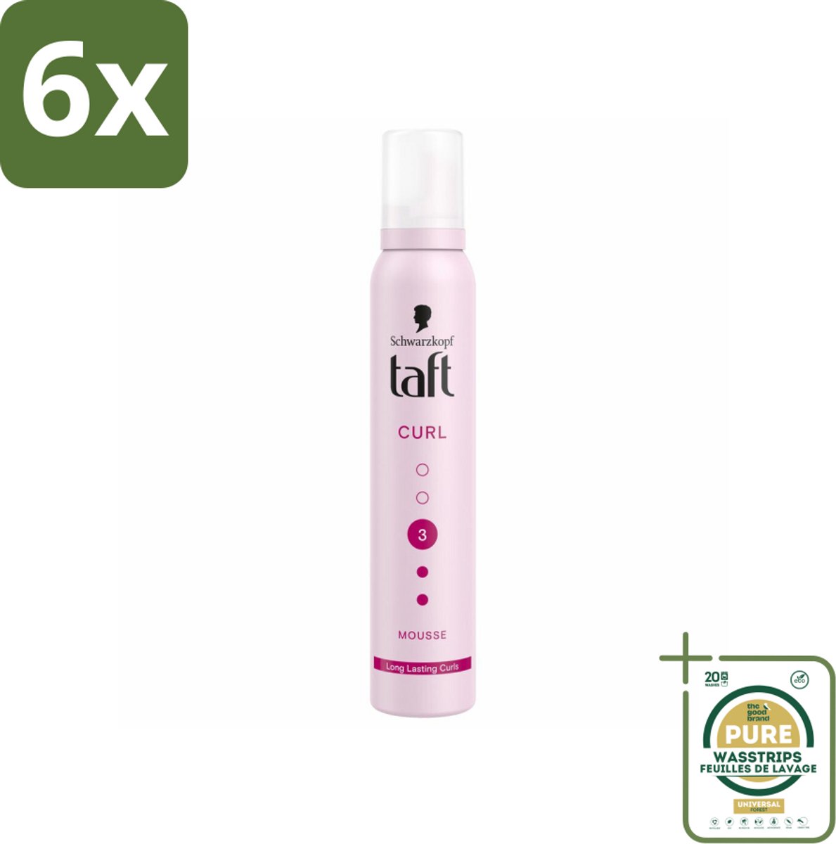 Taft - Haarmousse - Curl 3 - Gedefinieerde krullen - 200 ml - Voordeelverpakking - 6 stuks - Krullen fixeren - Haarstyling