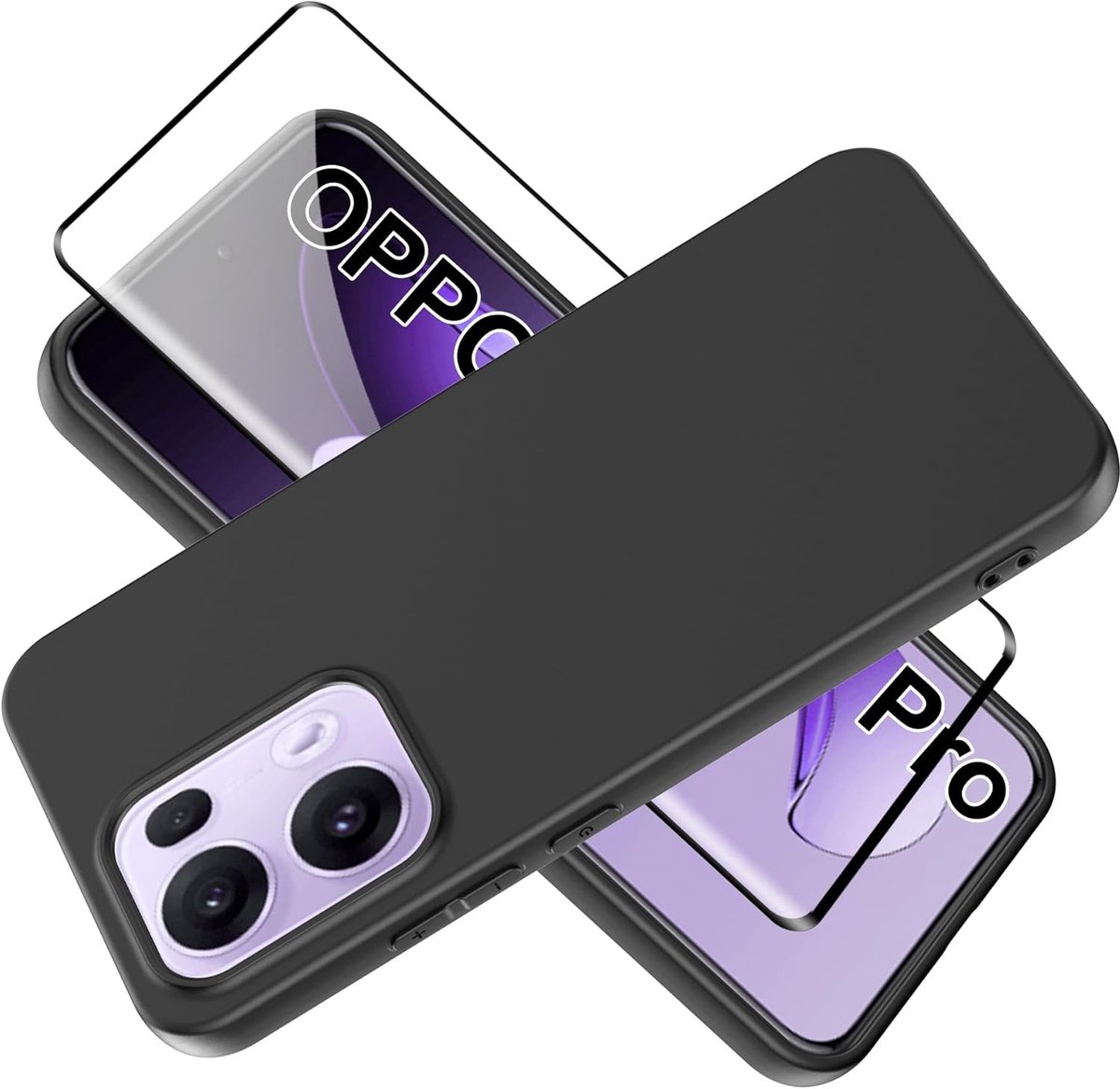 Tieeyivv Oppo Reno 13 Pro Case, 1 Pack Tempered Glass Case, Screen Protector, Soft Matte Phone Case [Camera - ShopVlot