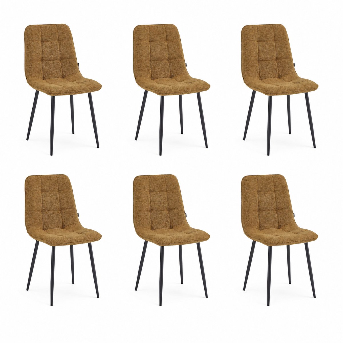 Colenis - Ela Eetkamerstoel - Set Van 6 - Okergeel - Bouclé - Design