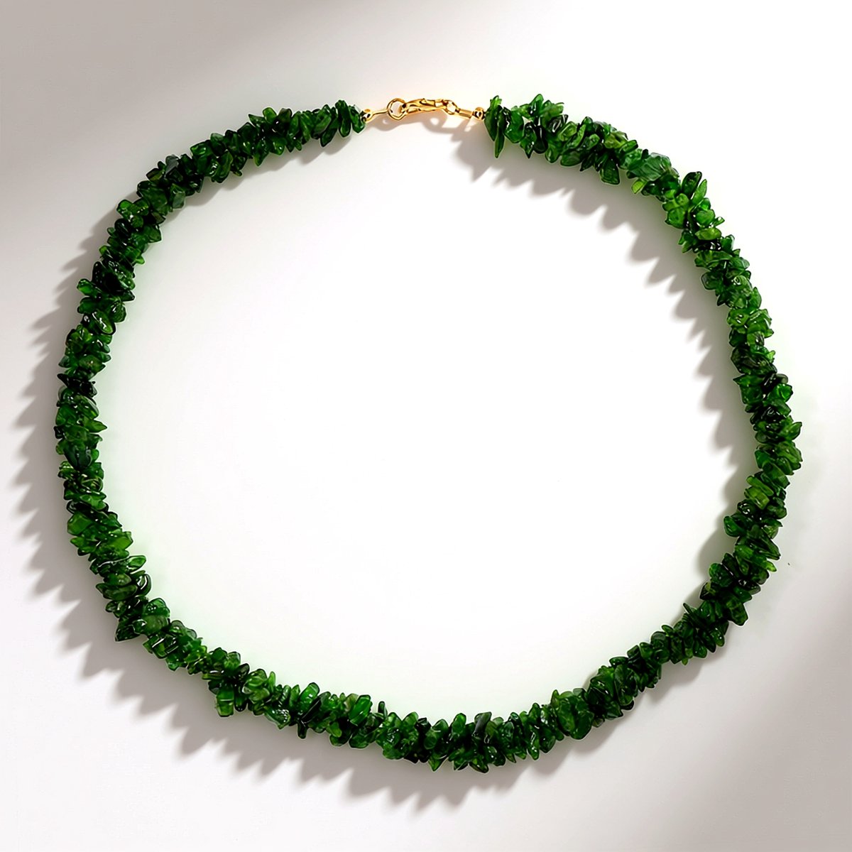 Cavill - Zilveren Halsketting - 925 Sterlingzilver Verguld - 214,8 Ct Russische Groene Diopsied - Boho Natuurlijke Edelsteen Kralen Ketting