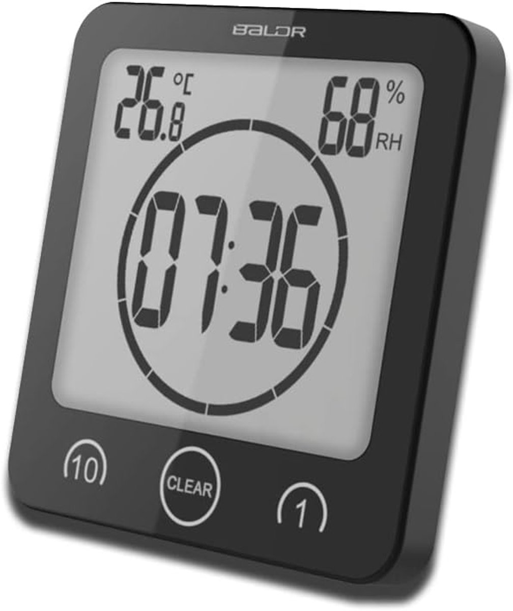 Shower Clock, Bathroom Clock, Digital, Large Display, Touch Screen, Timer with Temperature, Humidity, Display for - ShopVlot