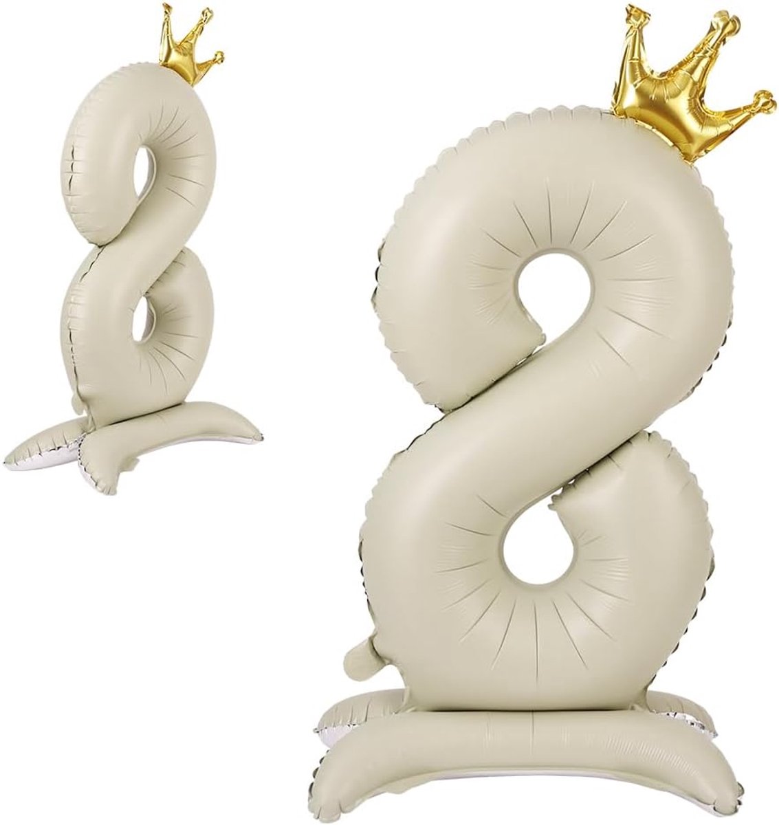 Standing Crown Number 8 Balloon, 42" Large Foil Balloon Number 8, Self Inflating Balloon for 8th Birthday, 8th - ShopVlot