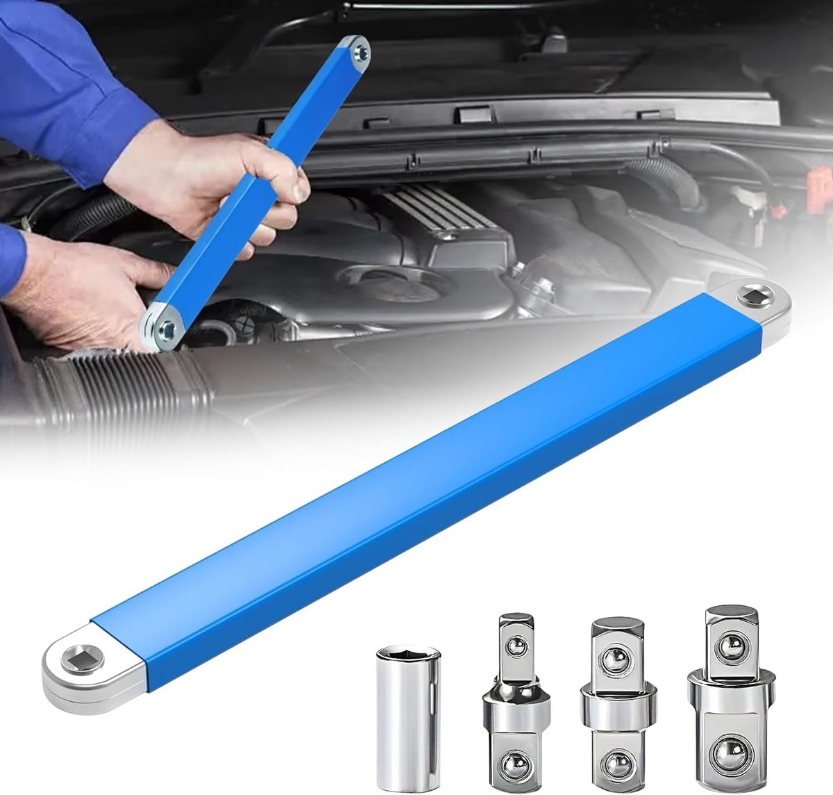 Curved Extension Wrench, Ratchet Extension, Offset Extension Wrench with 1/2", 1/4" and 3/8" Drive Adapter Offset - ShopVlot