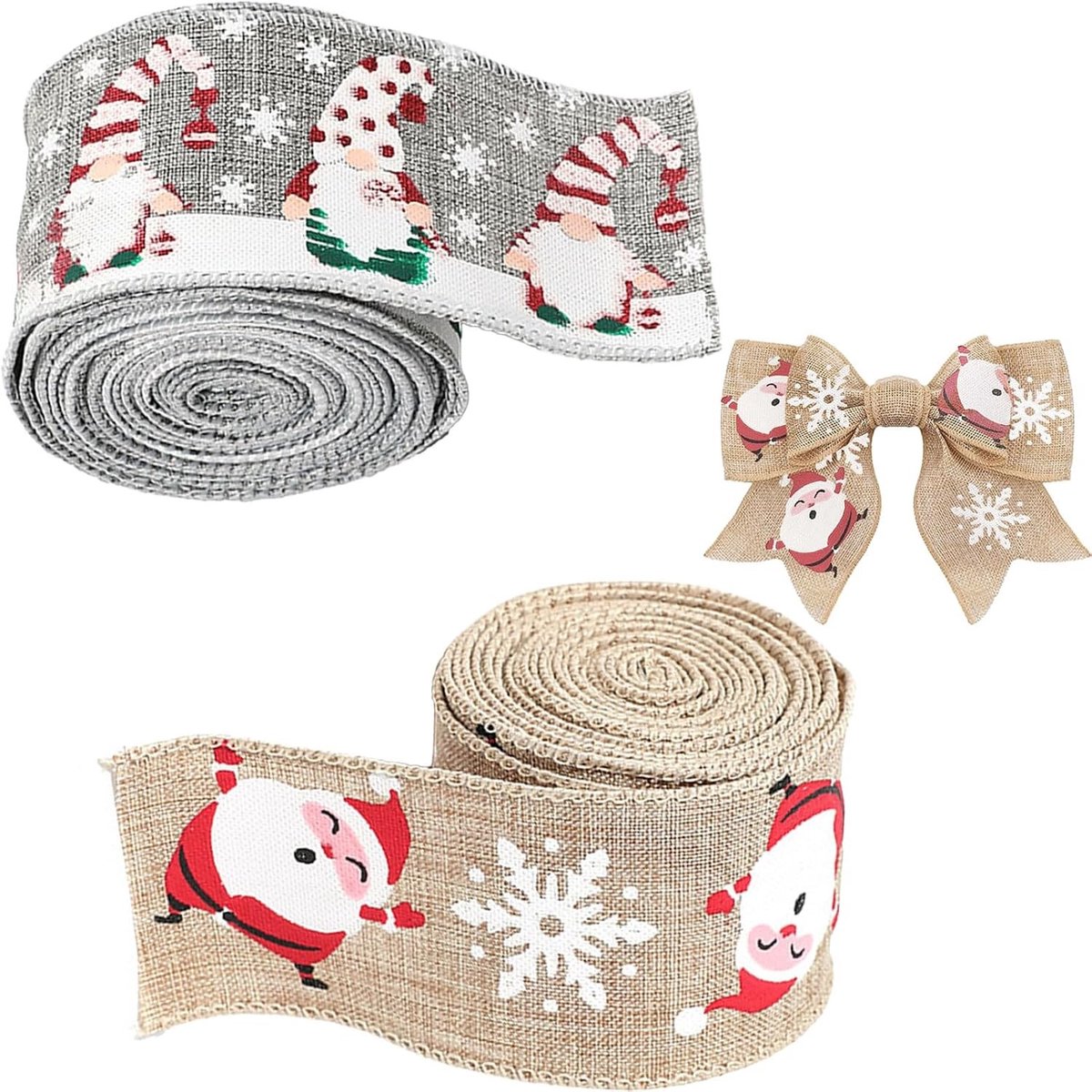 Kerst juteband met draad - Natuurlijk - 4,8 cm breed - Flexibel en Herbruikbaar - Voor Knutselen en Decoratie