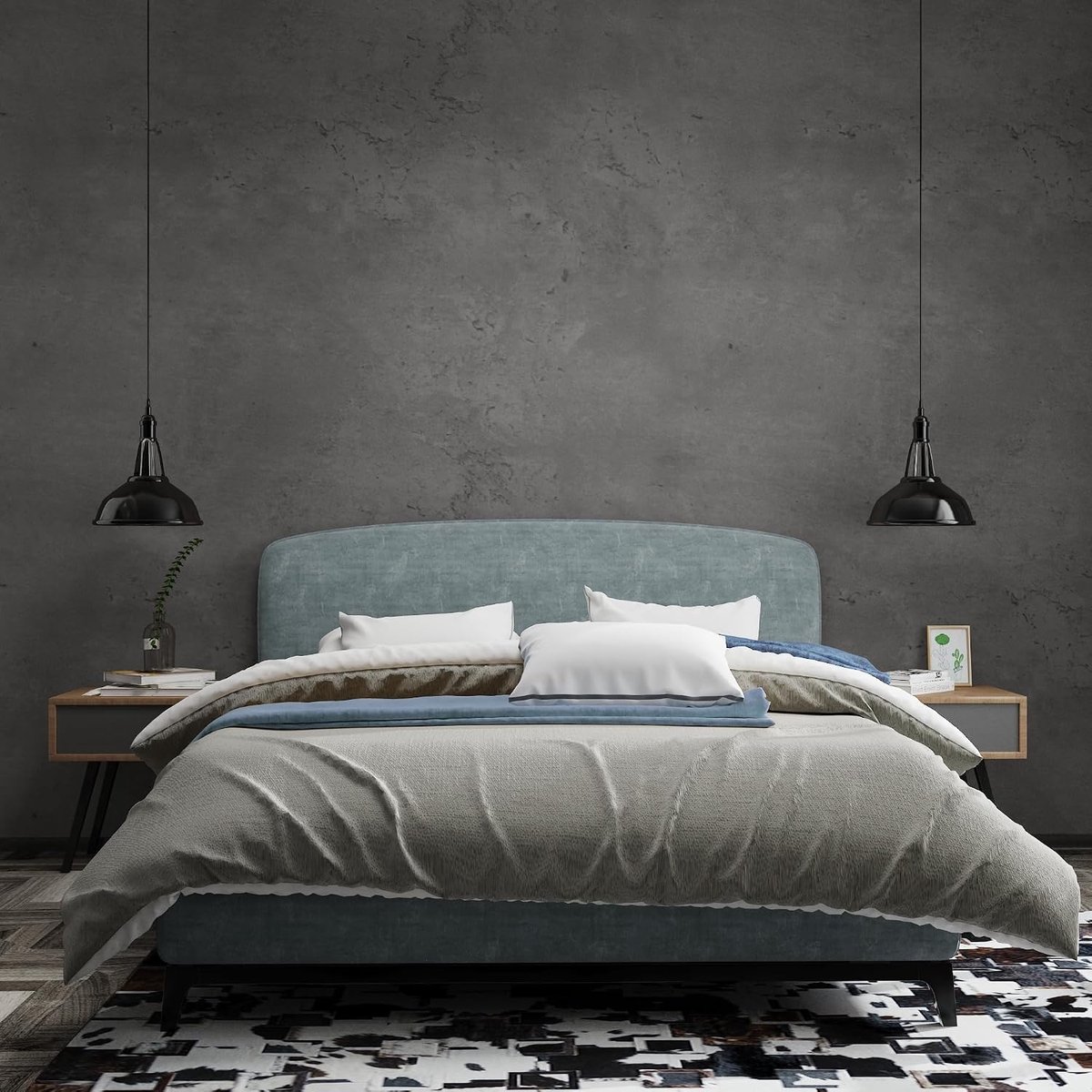 JSEVEM 40 cm × 15 m, dark grey, black wallpaper - ShopVlot