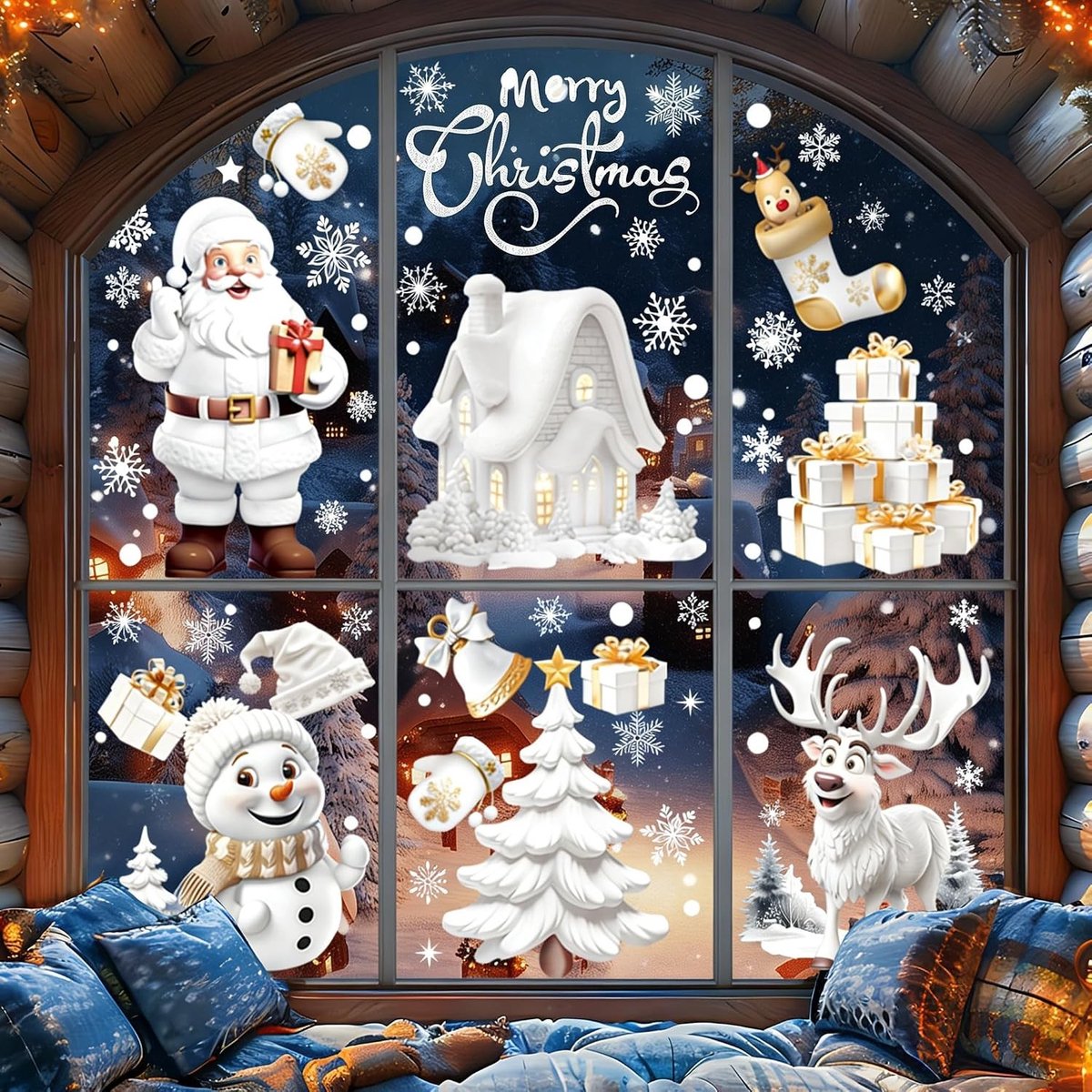 Raamstickers voor Kerstmis - Wit - - Herbruikbare Raamafbeeldingen met Sneeuwvlokken - Voor Thuis en Winkels