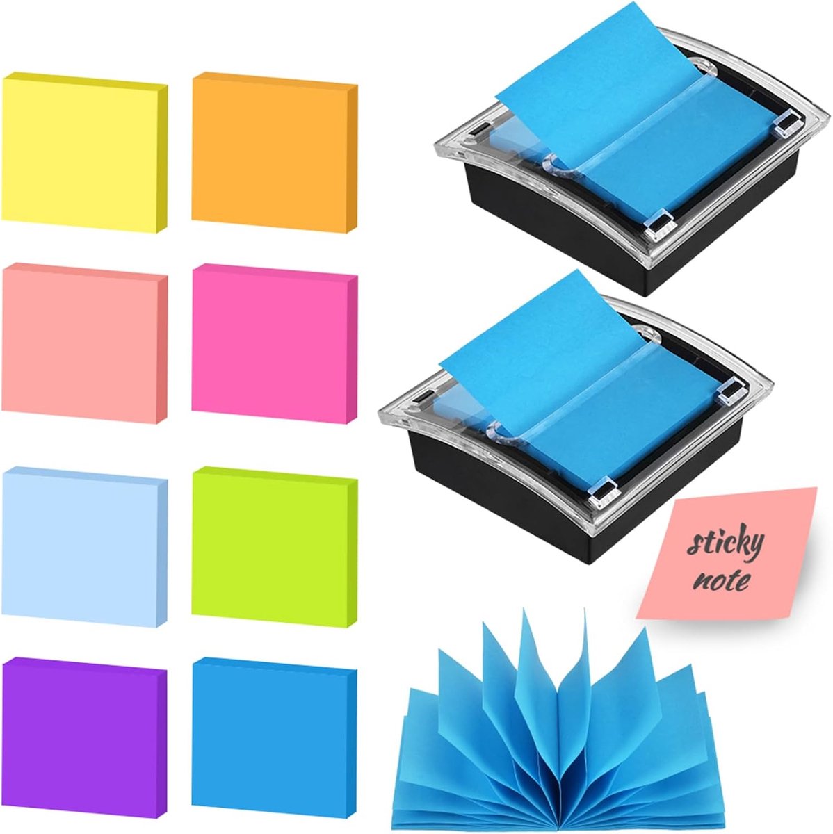 Pop-up Notes Dispenser with 400 Notas Z, Cuaderno Autoadhesivo for Notas of 7.5 x 7.5 cm, Cuaderno Práctico Escritorio - ShopVlot