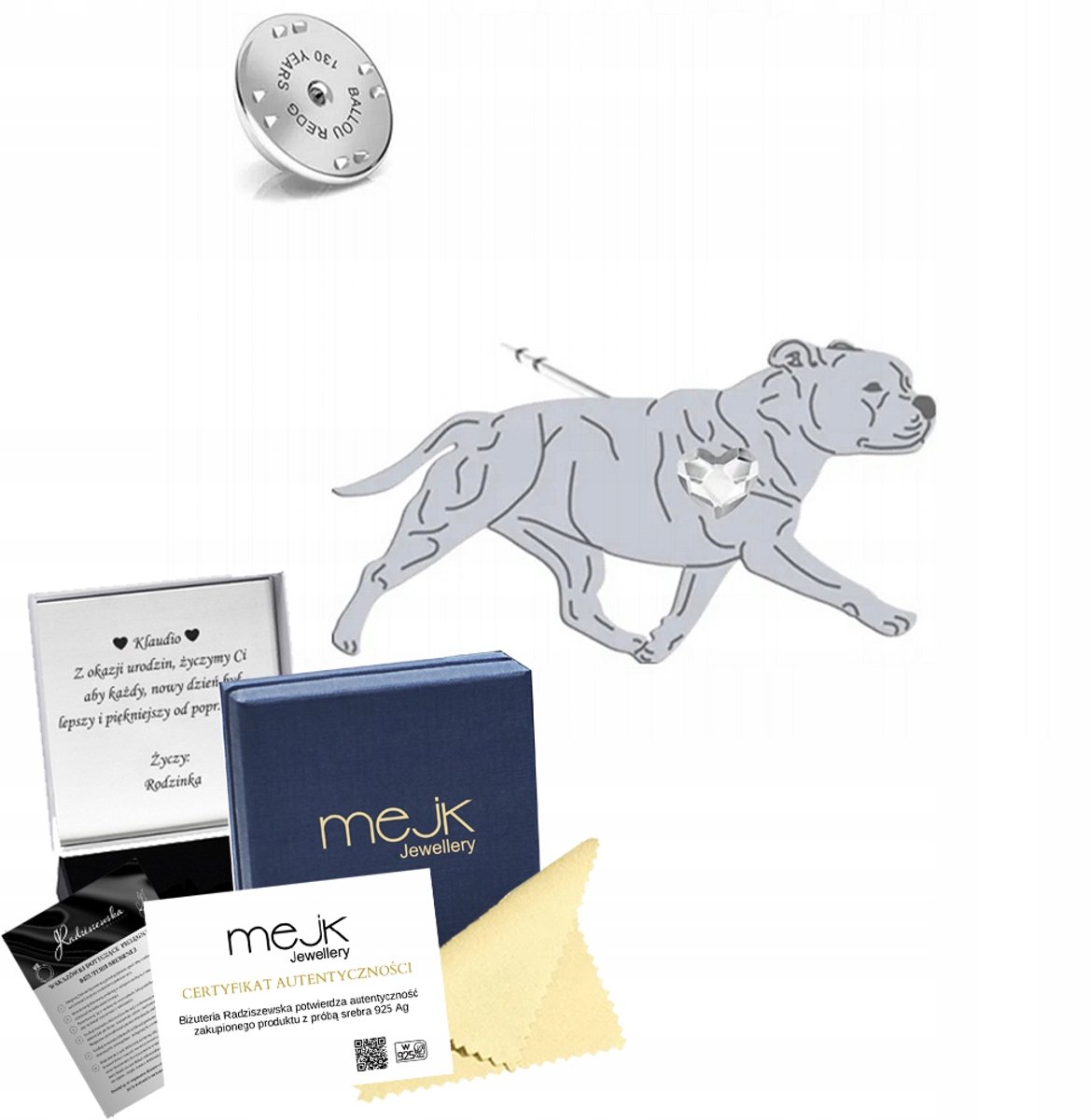 Zilveren Pin Staffordshire Bull Terrier 925 - Uniek Cadeau